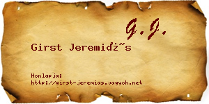 Girst Jeremiás névjegykártya